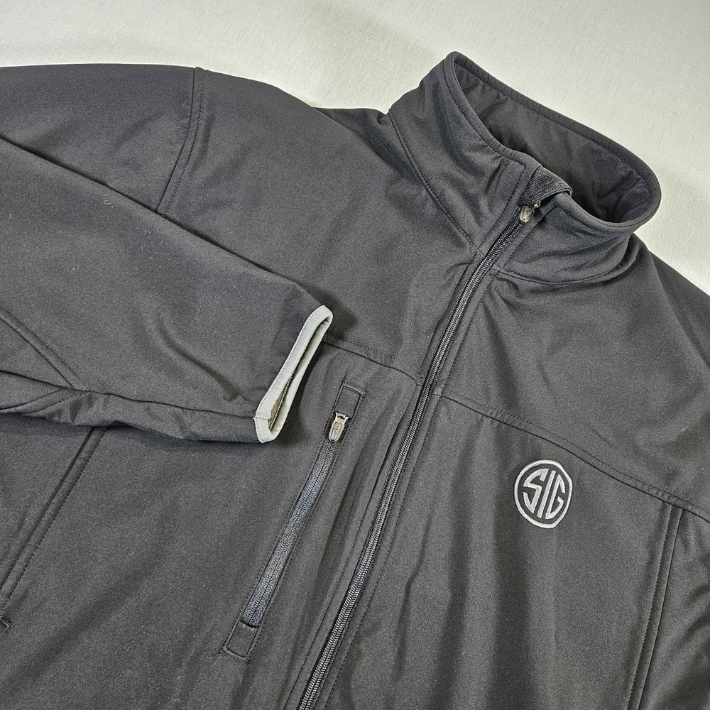 Sig Sauer Jacket Mens XL Softshell Black Fleece Lined Tri Mountain Performance